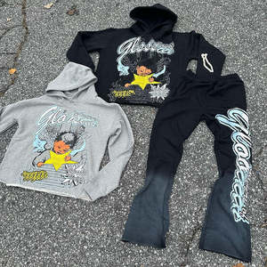 เสื้อฮู้ดดี้สตรีทแวร์สไตล์วินเทจแบบครอป ตัดขอบดิบ ผ้าฟลีซคอตตอน 100% ทรงโอเวอร์ไซส์ ผ้าคอตตอนหนานุ่ม สไตล์เบสิกแบบสั่งทำ - Product Image 1