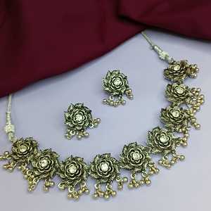 ชุดเครื่องประดับแฟชั่นสำหรับผู้หญิงสร้อยคอโชกเกอร์คริสตัลเจ้าสาวออกซิไดซ์จากผู้ผลิตอินเดีย - Product Image 2