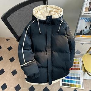 Veste matelassée chaude d'hiver à capuche pour hommes, manteaux épais à col montant, style bouffant, tissu en toile, streetwear - Product Image 4