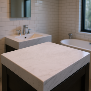 Custom Kitchen and <b>Bathroom</b> <b>Vanity</b> Tops Calacatta Quartz Natural Stone Countertops Carrara Calacata Hotel Project Prefab Cut - Product Image 3