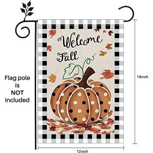 Lot de 2 drapeaux de jardin à thème citrouille d'automne, 12x18 pouces, double face, pour l'extérieur, décorations de bienvenue d'automne, bannière saisonnière style ferme USA TOP - Product Image 2