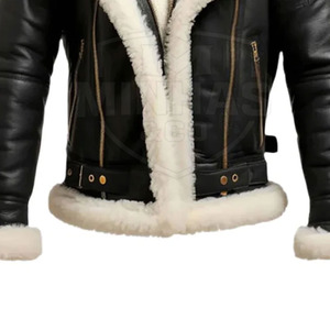 Veste chaude en peau de mouton pour homme Veste en cuir à col en fourrure de style classique - Product Image 6