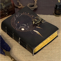 Carnet de croquis fait main en cuir Black Wolf, 200 pages, papier vintage à bords festonnés, journal imprimé, cadeau, carnet de dessin 5x7