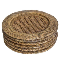 Fabrication et vente en gros de napperons en rotin naturel en osier napperons rustiques vaisselle ronde pour restaurants
