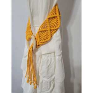 Porte-rideau en corde jaune fait à la main tissé grande taille parfait pour l'intérieur chambre tringles à rideaux et Rails en gros - Product Image 5