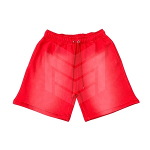 Short de survêtement lavé à l'acide avec impression bouffante personnalisée Short de survêtement délavé pour hommes avec long cordon de serrage Short de survêtement en molleton de coton - Product Image 5