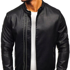 Chaqueta de Cuero para Hombre, Estilo Casual, con Capucha, Cierre de Cremallera, Color Sólido, Talla Grande hasta 8XL, Estilo Motero, con Bolsillos de PU, para Otoño e Invierno - Product Image 1