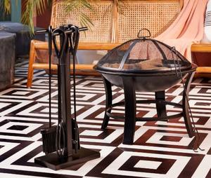 Brasero de jardin en métal noir thermolaqué, grand foyer extérieur pour pelouse, style ferme, pour camping et pique-nique - Product Image 5