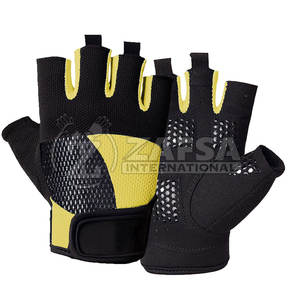 Best Quality Custom Design Polyester Gym <b>Gloves</b> for Weight Lifting Breathable <b>Fitness</b> <b>Gloves</b> with Leather Material - Product Image 1