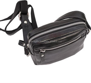 Large Capacity Classic Fashion PU Leather Black Messenger <b>Men</b> Zipper <b>Sling</b> <b>Bag</b> - Product Image 2