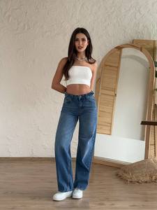 Jeans de Mezclilla para Mujer de Alta Calidad, Cómodos, Transpirables, con Tela Elástica, Cintura Media, Estilos Casuales y Versátiles - Product Image 3