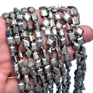 Pyrite 8mm-10mm Faceted Nugget <b>Beads</b> Natural Pyrite Semi Precious Gemstone Loose Fancy Tumbled <b>Beads</b> for Jewelry Making Supplies - Product Image 3