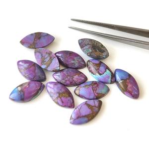 Vente en gros naturel Marquise Cabochon dos plat violet Mohave cuivre Turquoise 3x6mm-15x30mm pierres précieuses en vrac fabrication de bijoux couleur - Product Image 3