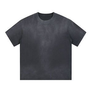 T-shirt vintage délavé à l'acide en coton lourd 300 g/m² avec impression DTG personnalisée pour homme, style uni, design décontracté - Product Image 1