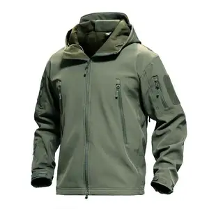 Yeni özelleştirilmiş tasarım hava geçirmez polar ceket erkekler Softshell ceket kaput rüzgarlık Mens için