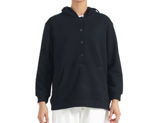 Sudaderas con capucha de moda para mujer Sudadera con capucha Sudaderas de manga larga Bolsillo de canguro para mujer Color negro Ajuste holgado Relajado - Product Image 4