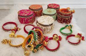 Jewelry Box with Resham Bangles Embroidery Matki shape Bangle Box, Jewelry <b>Organiser</b>, Earring Storage Box, <b>Wedding</b> Return Gift. - Product Image 5