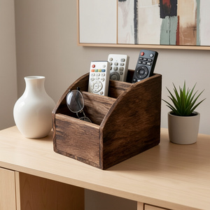 Caja de Almacenamiento para Control Remoto de Madera Maciza Más Vendida |   Caja de Almacenamiento Vintage con Múltiples Compartimentos para Mesita de Noche, Multiusos - Product Image 3