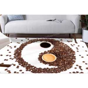 Tapis Yin Yang café, cadeau pour les amateurs de café, tapis marron, tapis doux, tapis doux non tissé - Product Image 1