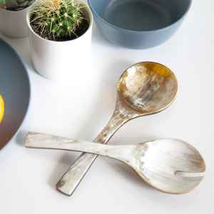 Cuchara de cuerno de búfalo y concha marina 100% de la mejor calidad con diseño de mango único, producto de regalo artesanal Natural de gran oferta - Product Image 3