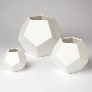 Handmade Modern Geometric Floral Vase Faceted Matte White <b>Ceramic</b> Decorative Centerpiece for Home Decor Accent Tabletop <b>Ornament</b> - Product Image 6