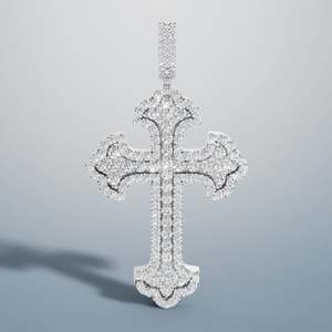 Colgante de Cruz de Moissanita Brillante Estilo Hiphop, Plata 925 y Chapado en Oro, Certificado GRA, Colgante de Cadena, Colgantes y Dijes de Moissanita - Product Image 2