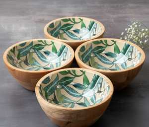 Bol en bois de manguier artisanal de grande capacité TIMELESS CRAFT, design peint à la main, passe au lave-vaisselle, écologique, pour salades et cuisine - Product Image 2