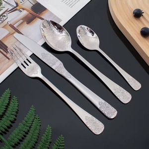 Juego de Cubiertos de Plata Grabados de Estilo Real Premium, Vajilla para el Hogar, Recepciones y Regalos, Procedente de la India - Product Image 5