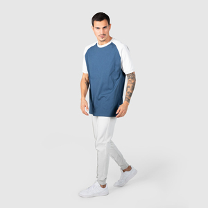 Two Tone Thick Collar Tagless Blank T <b>Shirt</b> For Men Cotton Heavy Ringer Tshirt Raglan Sleeve Round Neck <b>Patchwork</b> T-<b>shirt</b> - Product Image 4