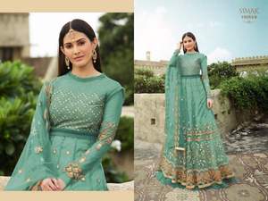 Ensemble de costume Anarkali à motif de broderie de fils tendance et dernier cri, collection de vêtements ethniques la plus vendue en Inde, stock disponible - Product Image 4