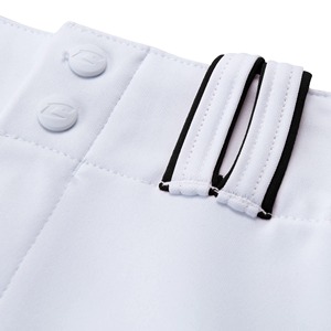 Pantalon de baseball blanc pour homme avec empiècements latéraux noirs, respirant, anti-humidité, grande taille, fermeture éclair, coupe droite, 100 % polyester, idéal pour l'été - Product Image 4