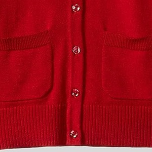 Fabricantes de prendas de punto Logotipos personalizados Mezcla de lana informal roja Cárdigan de punto para mujer Suéter Cárdigan de manga larga de punto para mujer - Product Image 3