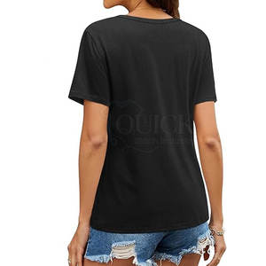 Camiseta de algodón de verano de secado rápido transpirable ecológica lisa personalizada al por mayor para mujer de varios colores - Product Image 2
