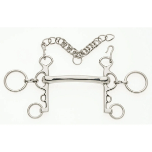 Bocado Mullen Rugby Pelham con Boquilla Lisa de Acero Inoxidable Pulido para Equitación y Entrenamiento - Product Image 1
