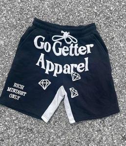 Pantalones cortos de sudor de verano con estampado 3D de dobladillo crudo Unisex personalizado 100% pantalones cortos de algodón teñidos al sol pantalones cortos de lavado ácido para hombres - Product Image 5