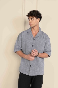 Chemise Homme XL 100% Coton Col V Écologique Respirante Décontractée Coupe Ample Épaules Tombantes Teinte en Fil - Product Image 4