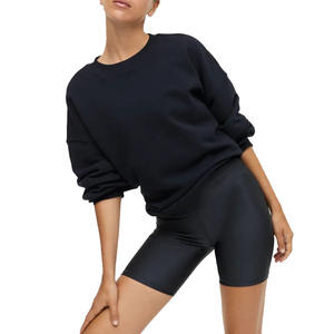 Pantalones cortos de motorista de cintura alta negros de calidad superior para mujer, mezcla de LICRA de poliéster transpirable con tela de rizo, cómodos y elegantes - Product Image 3