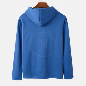 Sweat-shirt à capuche décontracté pour homme, fabriqué au Pakistan, avec logo personnalisé imprimé, bleu uni, technique de lavage, respirant, idéal pour l'hiver - Product Image 2