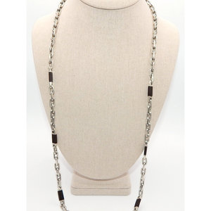 Collana sofisticata. 925 a maglia in argento Sterling con accenti di ebano intarsiati catene di moda per donna - Product Image 1