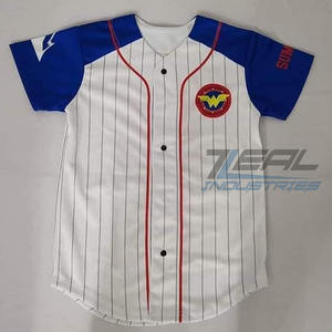 เสื้อเจอร์ซีย์เบสบอลพิมพ์ลายพิมพ์ซับลิเมชันงานปักลายเสื้อเบสบอลลายทางผลิตในปากีสถาน - Product Image 1