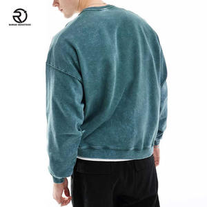 New Custom 380GSM Fleece Heavy Weight Oversized Hoodie Boxy Fit Acid Wash Unisex <b>Mock</b> <b>Neck</b> Sweatshirt - Product Image 5