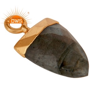 Último diseño hecho a mano 18K chapado en oro Natural labradorita colgante de piedras preciosas Demi joyería fina fabricante - Product Image 3