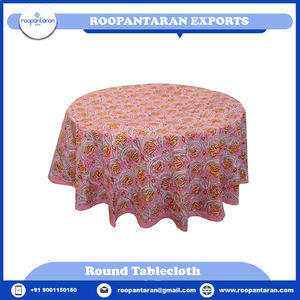 Mantel de boda de algodón 100% con estampado de bloque hecho a mano floral Rosa escarchado del fabricante indio 220x220cm suave ecológico - Product Image 2