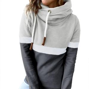 Sudadera con Capucha Gris Sólida para Mujer, Sudadera con Cierre de Cremallera de Manga Larga, Cuello Alto, Ajuste Holgado para Deportes de Otoño/Invierno - Product Image 2