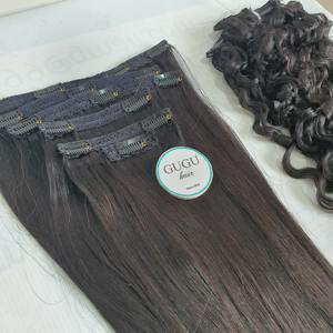 Clip en extensión de cabello hueso recto Peluca de cabello humano donante único cabello crudo doble dibujado vietnamita - Product Image 2