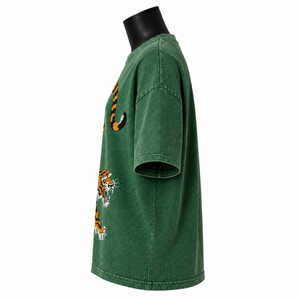 เสื้อยืดโอเวอร์ไซส์สีเขียวสำหรับผู้หญิง พิมพ์ลายกราฟิก แขนสั้น ผ้าฝ้ายลำลอง ขายส่ง - Product Image 5