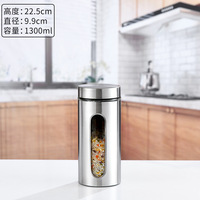 Bocaux de stockage en acier inoxydable pour la cuisine bocaux de stockage de nourriture scellés en verre visible couvercle pour condiments de thé aux grains Carton emballé
