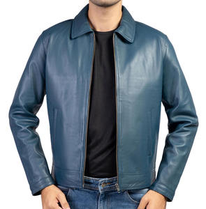 genuine Polo Collar <b>Vintage</b> <b>Leather</b> <b>Jacket</b> for men Premium Distressed Real Cowhide Faded Retro Style <b>jacket</b> for men - Product Image 2