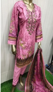 ชุดสนามหญ้าผ้าฝ้าย100% สำหรับนักออกแบบปากีสถานพิมพ์ลายขนาดใหญ่พิเศษ - Product Image 5