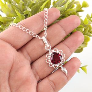 Collar con Colgante de Plata de Ley 925 con Gema de Rubelita Rosa Romántica de 18 Quilates, para Novia, Boda, Aniversario - Product Image 1